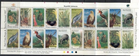 Indonesia-1997-Flora-Fauna-folded-sheetlet-MUH