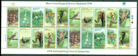 Indonesia-1998-Flora-Fauna-sheetlet-folded-MUH