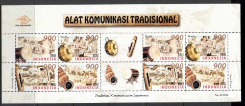 Indonesia-2001-Traditional-Communication-Instruments-sheetlet-MUH