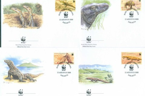 Indonesia-2000 WWF Komodo Dragon 4x FDC