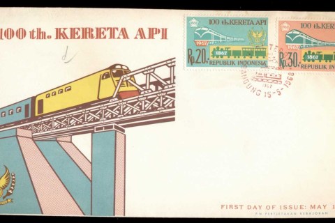 Indonesia-1967-Indonesian-railroad-centenary-FDC