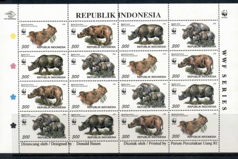 Indonesia-1996-WWF-Javan-Sumatran-Rhinoceros-sheetlet-MUH