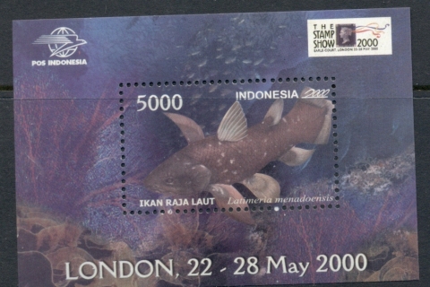 Indonesia-2000-London-Stamp-Show-Fish-MS-MUH