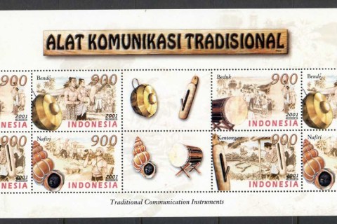 Indonesia-2001-Traditional-Communication-Instruments-sheetlet-MUH