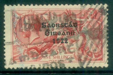 Ireland-1927-28-5-rose-red-seahorse-Provisional-Ot-jpg-Blue-Blk-3-line-Wide-Date-FU-lot78518.jpg