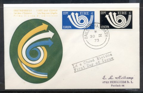 Ireland-1973-Europa-Posthorn-Arrow-FDC