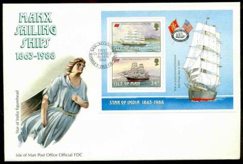 Isle-of-Man-1988-Sailing-Ships-MS-FDC-Lot24802