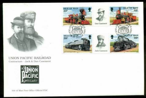 Isle-of-Man-1992-Union-Pacific-Railroad-FDC-Lot24836