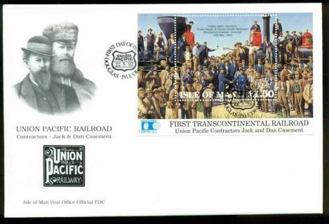 Isle-of-Man-1992-Union-Pacific-Railroad-MS-FDC-Lot24837