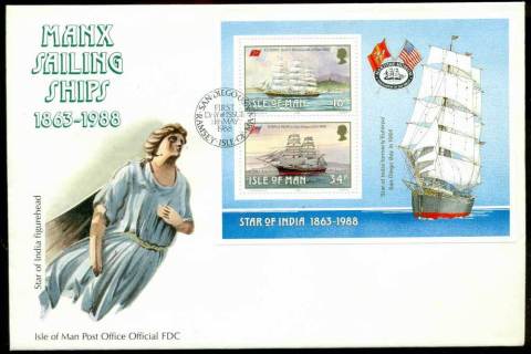 Isle-of-Man-1988-Sailing-Ships-MS-FDC-Lot24802