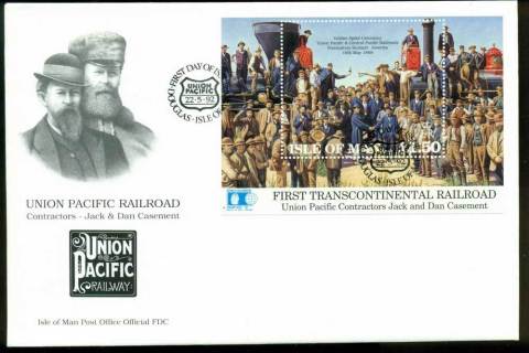 Isle-of-Man-1992-Union-Pacific-Railroad-MS-FDC-Lot24837