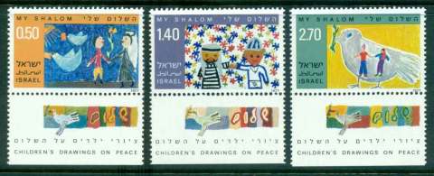 Israel-1977-Childrens-Drawings-for-Peace-tabs-MUH-lot42937