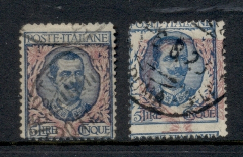 Italy-1901-26-Victor-Emanuel-5l-ERROR-Colour-Shift-normal-FU