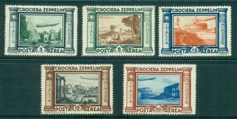 Italy-1933-Zeppelin-15l-lt-gum-tones-MLh-lot34797