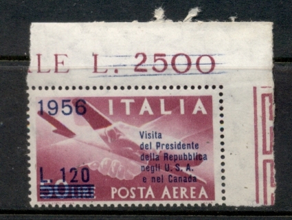 Italy-1956-Airpost-Opt-President-Visit-Stamp-MUH