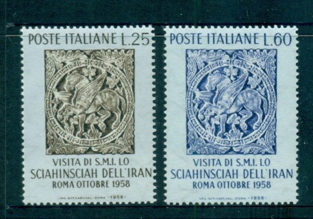 Italy-1958-Visit-of-the-Shah-of-Iran-MUH-lot57152