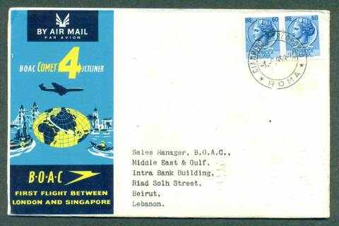 Italy-1959-First-Flight-BOAC-London-Singapore-1-Jun-59-lot42611