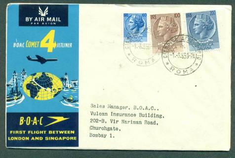 Italy-1959-First-Flight-BOAC-London-Singapore-1-Jun-59-lot42613