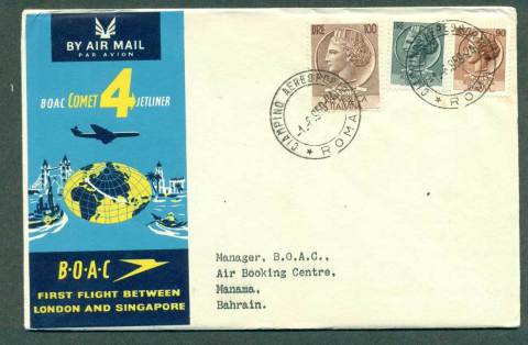 Italy-1959-First-Flight-BOAC-London-Singapore-1-Jun-59-lot42617