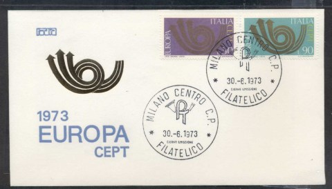 Italy-1973-Europa-Posthorn-Arrow-FDC