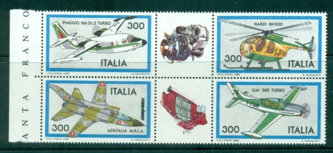 Italy-1982-Aircraft-Blk-4-labels-MUH-lot57194