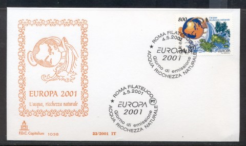 Italy-2001-Europa-Water-FDC