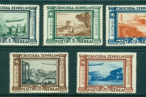 Italy-1933-Zeppelin-15l-lt-gum-tones-MLh-lot34797