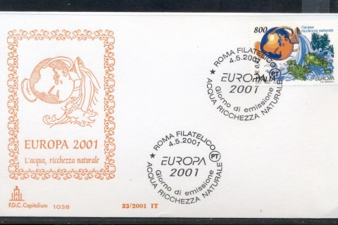 Italy-2001-Europa-Water-FDC