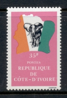 Ivory Coast 1987 Elephant & Map