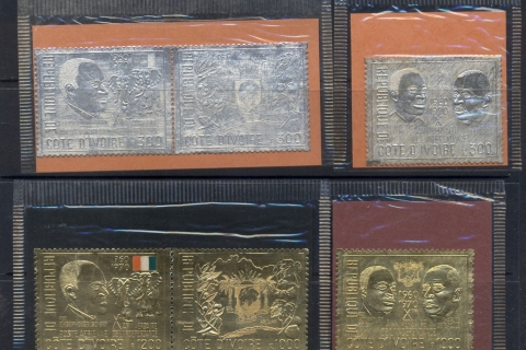 Title Ivory Coast 1970 Independence Gold & Silver Foil embossed in ORIGINAL packaging !