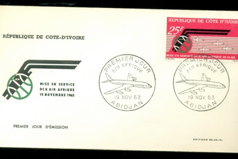 Ivory Coast 1963 Air Afrique FDC