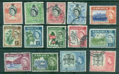 Jamaica-1956-QEII-Pictorials-Asst-to-5-MLH-FU