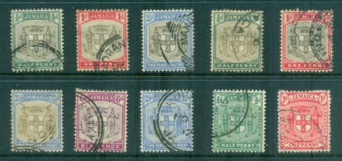 Jamaica-1903-on-Arms-of-Jamaica-Assorted-Oddments-FU