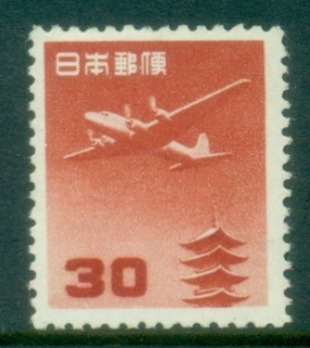 Japan-1951-52-Pagoda-Plane-30y-MUH