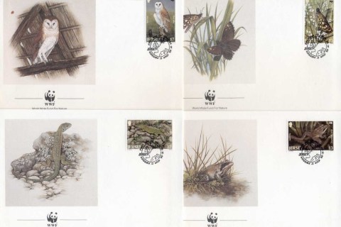 Jersey-1989 WWF Jersey Wildlife, Butterfly, Bird, FDC