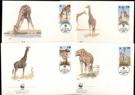 Kenya 1989 WWF Reticulated Giraffe 4xFDC