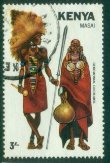 Kenya-1981-Ceremonial-Tribal-Costumes-3sh-Masai-FU
