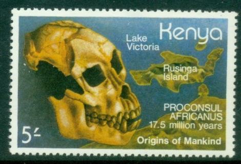 Kenya-1982-Origins-of-Mankind-35sh-Proconsul-africanus-MUH