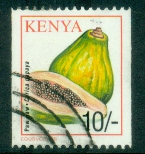 Kenya-2001-Pictorial-Crops-10sh-Papayas-Coil-FU
