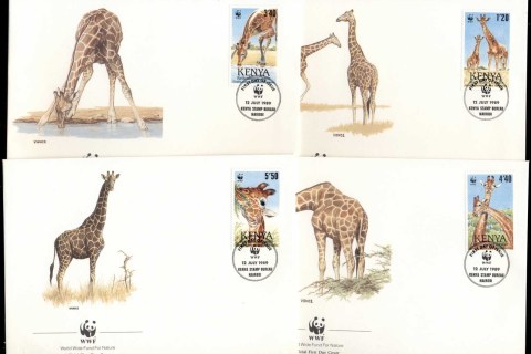 Kenya-1989 WWF Reticulated Giraffe 4xFDC