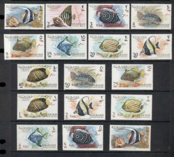 Khor-Fakkan-1966-Mi102-118-Fish-Definitives-Opt-New-Currency-MUH