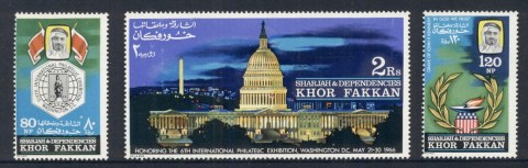 Khor-Fakkan-1966-Mi77-79-International-Stamp-Exhibition-SIPEX-MLH