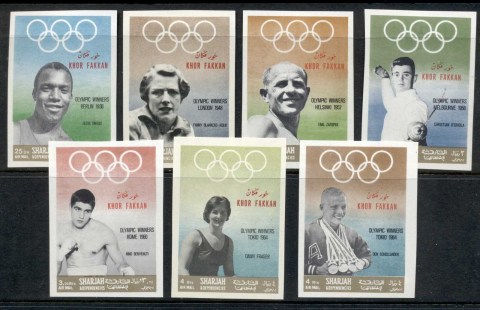 Khor-Fakkan-1969-Mi219-225b-Olympic-Medallists-IMPERF-MLH