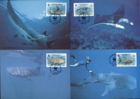 Kiribati-1991 WWF Whale Shark & Mantra Ray Maxicards