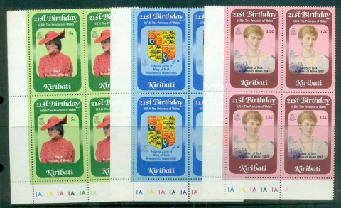 Kiribati-1982-Princess-Diana-21st-Birthday-Cnr-Blk-4-MUH-lot81986