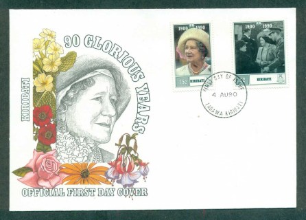 Kiribati-1990-Queen-Mother-90th-Birthday-FDC-lot70952