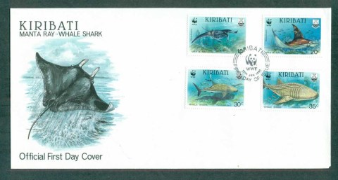 Kiribati-1991-WWF-Rays-Sharks-FDC-lot70957