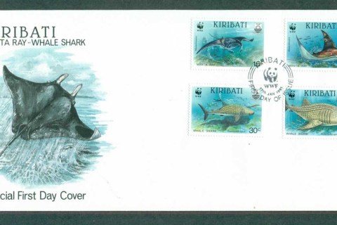 Kiribati-1991-WWF-Rays-Sharks-FDC-lot70957