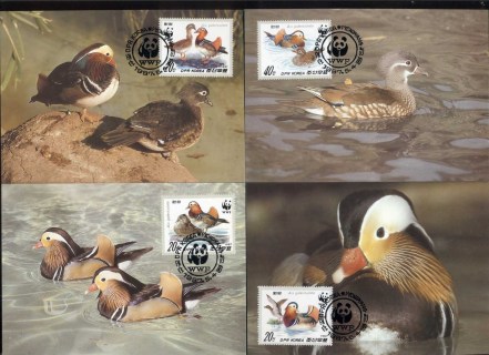 Korea-DPR-1987 WWF Mandarin Duck 4xMaxicard