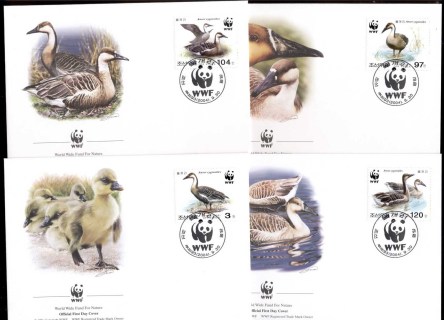 Korea-DPR-2004 WWF Geese 4xFDC